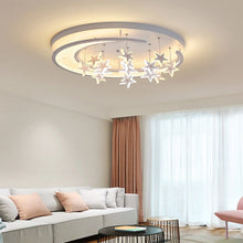 Load image into Gallery viewer, Moon & stars LED chandelier for kids, D50cm, warm white, front view