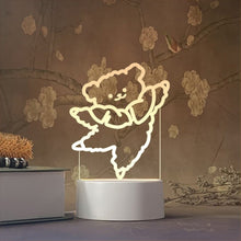 Load image into Gallery viewer, 3D LED bear night light for kids, acrylic, battery powered, front view