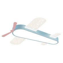 Load image into Gallery viewer, Aeroplane kids ceiling light, front view, cartoon aeroplane design