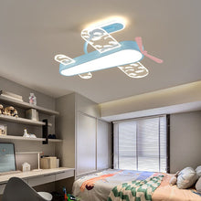 Load image into Gallery viewer, Aeroplane kids ceiling light, illuminated, boys bedroom