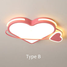 Load image into Gallery viewer, Pink heart LED ceiling light, colour temperature demonstration