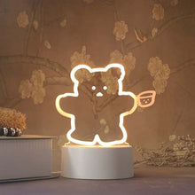 Load image into Gallery viewer, 3D LED bear night light, auto off feature, battery compartment