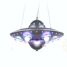 Load image into Gallery viewer, Kids pine wood ceiling light, UFO design, side profile view