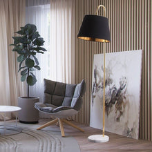Load image into Gallery viewer, Malambo LED floor lamp with marble base and gold finish, H165cm, front view