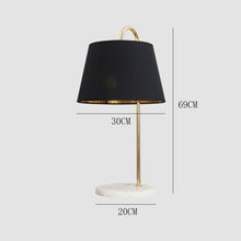 Load image into Gallery viewer, Malambo lamp marble base close-up showing gold iron and marble detail