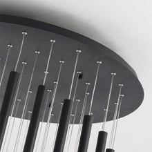 Load image into Gallery viewer, Civitavecchia spiral LED chandelier in black, 30-head, staircase installation