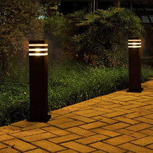 Load image into Gallery viewer, Delicias outdoor LED bollard light, aluminium, H40cm, installed along garden driveway edge