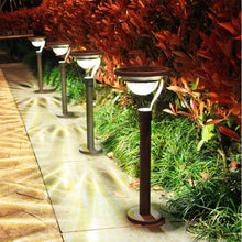Load image into Gallery viewer, Hidalgo solar LED bollard garden light, aluminium, H57cm, installed on driveway edge