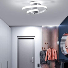 Load image into Gallery viewer, Gaia spiral LED ceiling light, colour and size comparison, black or white