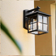 Load image into Gallery viewer, Tepexpan outdoor lantern detail showing borosilicate glass panels and aluminium frame