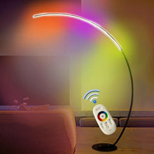 Load image into Gallery viewer, Zipaquirá C-shaped arc LED floor lamp in black, H170cm, front view