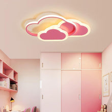 Load image into Gallery viewer, Pink Hearts LED ceiling light in pink, installed in girls bedroom