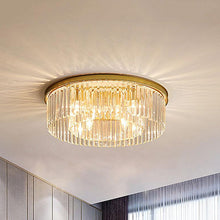 Load image into Gallery viewer, Alora crystal gold LED ceiling light, circle design, front view