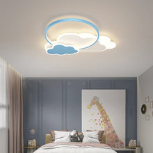 Load image into Gallery viewer, Children's cloud cartoon LED ceiling light, pink, W42cm, front view