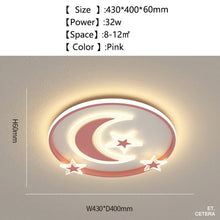 Load image into Gallery viewer, Children's LED ceiling light in pink, W43cm, front view product shot
