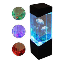 Load image into Gallery viewer, Jellyfish lava lamp, blue glow, kids bedroom nightstand
