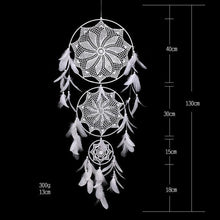 Load image into Gallery viewer, Kids room dreamcatcher, macráme detail, feathers and beads
