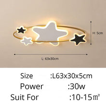 Load image into Gallery viewer, Star LED chandelier for kids, D63cm, ceiling canopy and pendant
