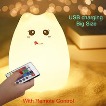 Load image into Gallery viewer, Silicone cat LED night light, touch control, colour changing, side view
