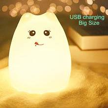 Load image into Gallery viewer, Silicone LED night light, cat design, soft green glow, kids bedroom
