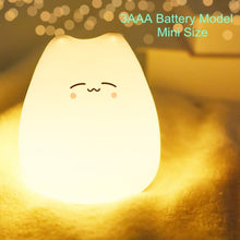 Load image into Gallery viewer, Silicone cat LED night light, USB powered, blue colour mode

