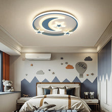 Load image into Gallery viewer, Children's LED ceiling light in blue, dimmable remote, W43cm
