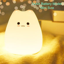 Load image into Gallery viewer, Silicone LED night light, cat design, warm white mode, nursery
