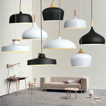 Load image into Gallery viewer, Gwenno wood and aluminium LED ceiling light, side profile view
