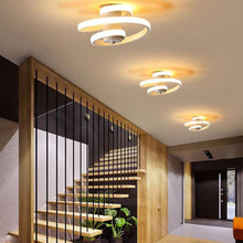 Load image into Gallery viewer, Gaia spiral LED flush ceiling light in black, W21cm, front view
