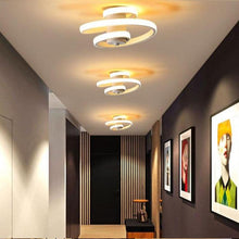 Load image into Gallery viewer, Gaia spiral LED ceiling light in white, illuminated warm white, room setting
