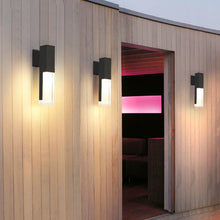 Load image into Gallery viewer, Iguala outdoor wall light, close-up of LED light output through borosilicate glass
