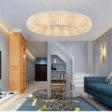 Load image into Gallery viewer, Scandicci crystal LED chandelier, installed in dining room, cool white
