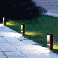 Load image into Gallery viewer, Zacatecas outdoor wall light detail showing LED light source and brushed nickel finish
