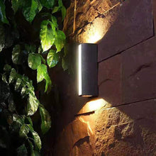 Load image into Gallery viewer, Tulancingo small H15.5cm outdoor wall light, brushed nickel finish, side profile
