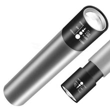 Load image into Gallery viewer, Uno mini LED torch in black aluminium alloy, front view showing zoom head and body
