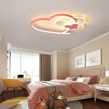 Load image into Gallery viewer, Pink heart LED ceiling light, illuminated pink, girls bedroom
