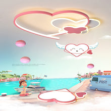 Load image into Gallery viewer, Pink heart LED ceiling light, heart pattern close-up, warm pink glow
