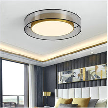 Load image into Gallery viewer, Candyfence LED ceiling light, copper finish, warm white mode, installed
