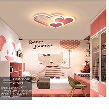 Load image into Gallery viewer, Pink Hearts LED ceiling light, star and heart pattern illuminated
