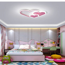 Load image into Gallery viewer, Pink Hearts LED ceiling light in white, front view showing pattern design
