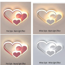 Load image into Gallery viewer, Pink Hearts LED ceiling light, ceiling bracket and wiring detail
