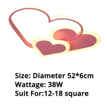 Load image into Gallery viewer, Pink Hearts — Star &amp; Heart LED Ceiling Light, Dimmable, Pink or White, Multiple Sizes
