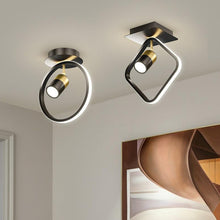 Load image into Gallery viewer, Claire round LED ceiling light in black, W26cm, illuminated

