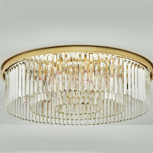 Load image into Gallery viewer, Alora crystal LED ceiling light, crystal drop detail, warm glow
