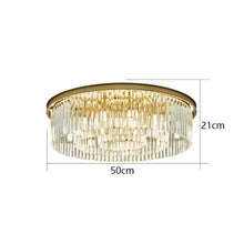 Load image into Gallery viewer, Alora crystal LED ceiling light, full room view, gold circle design
