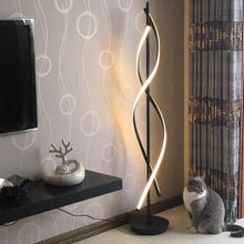 Load image into Gallery viewer, Girardot LED spiral floor lamp in white, H130cm, polished chrome finish
