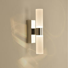 Load image into Gallery viewer, Itanhém tube-style LED wall light in silver, W8.5cm H25cm, front view
